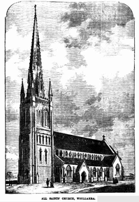 All Saints' Anglican Church - Proposed Building - Stub Spire only Built 22-08-1874 - The Sydney Mail and NSW Advertiser - See Note.