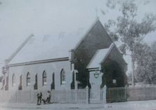 St Cuthbert's Anglican Church - Original Church 19-04-2018 - Photograph taken from Historical Plaque - John Conn