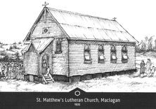 St Matthew's Lutheran Church 00-00-1935 - Painting By Nev Hopewell. Photographed:John Huth 5/8/2017